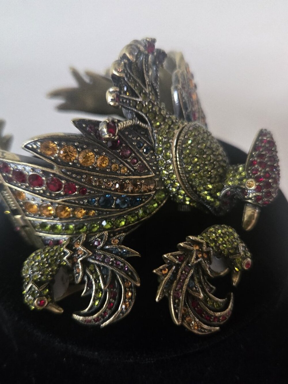 Designer Heidi Daus Vintage Bird of Paradise bracelet and earrings set